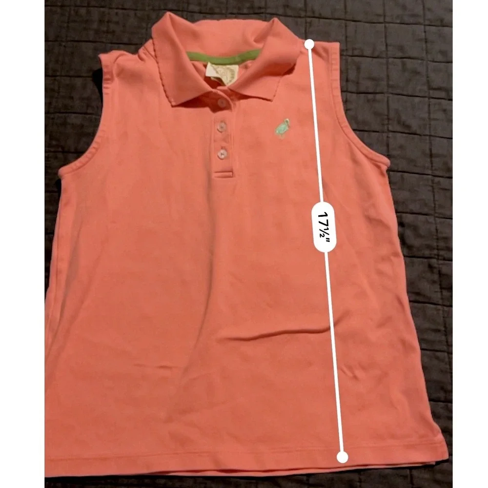 The Beaufort Bonnet Company Girls Pink Pima Cotton Sleeveless Polo Shirt Size 10
